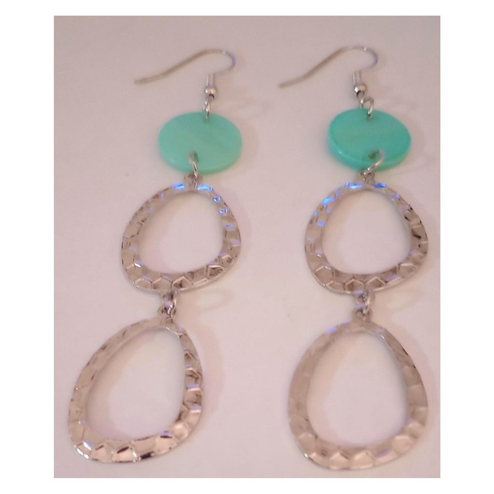 Turquoise and Silver Tone Earrings